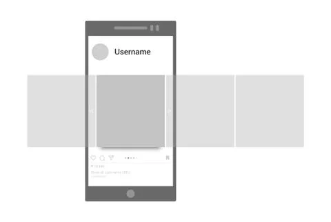 Post mockup. Interface carousel post vector template. Social network page Illustrazione stock