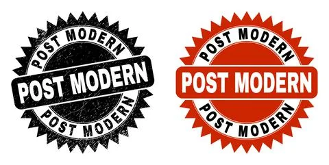 POST MODERN Black Rosette Stamp Seal with Corroded Texture Stock Illustration