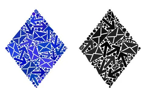 Post Motion Collage Filled Rhombus Icons Stock Illustration