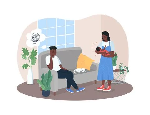 Post natal depression 2D vector web banner, poster Stock Illustration