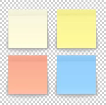 Post note paper sheet or sticky sticker with shadow isolated on a transparent Stock-Illustration