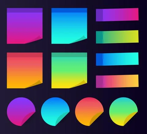 Post note paper. Sticky colored notes. Vector illustration. 库存插图