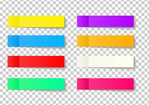 Post note sticker set isolated on transparent background. Paper sticky tape w Stock Illustration