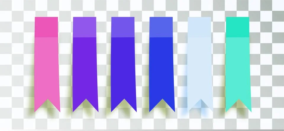 Post note stickers on transparent background. color sticky tapes with shadow Stock Illustration