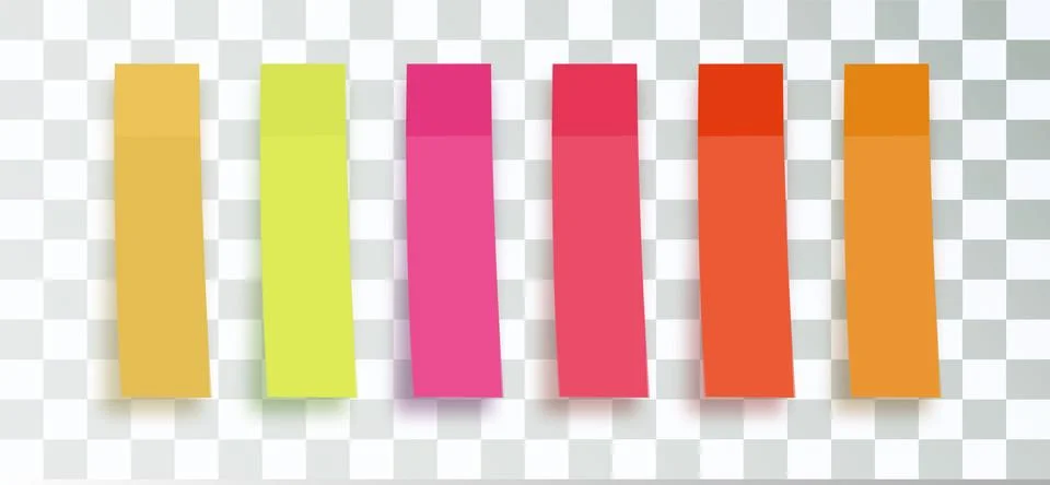 Post note stickers on transparent background. color sticky tapes with shadow Stock Illustration