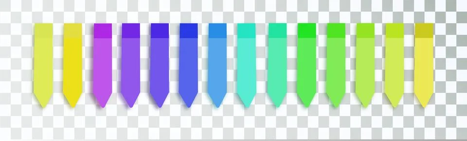 Post note stickers on transparent background. color sticky tapes with shadow Stock Illustration