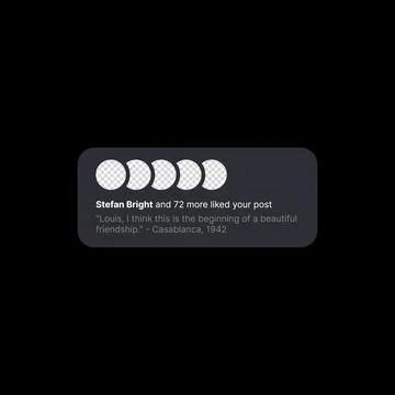 Post Like Notification Banner Illustration. Social Media UI Concept. Five Empty Illustrazione stock