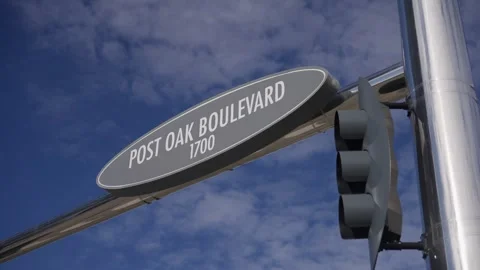 Post Oak Boulevard Blvd Sign Downtown and uptown Houston City Skyline Stock-Footage 246701163