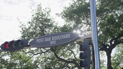 Post Oak Boulevard Blvd Sign Downtown and uptown Houston City Skyline Stock Footage 246701489