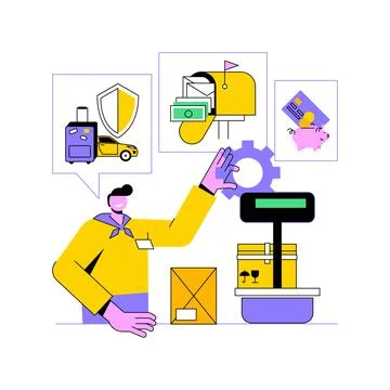 Post office abstract concept vector illustration. Illustrazione stock