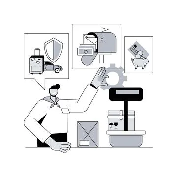 Post office abstract concept vector illustration. Illustrazione stock