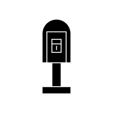 Post office box black icon concept. Post office box  vector sign, symbo Illustration