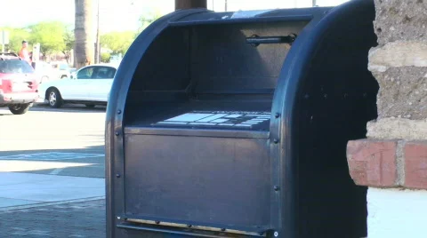 Post office box mail drop off medium shot - HD  Stock Footage 362045