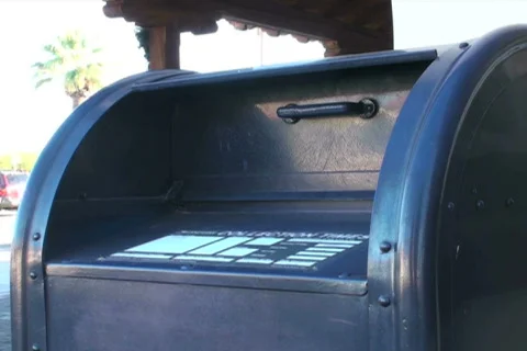 Post office box mail drop off V3 - NTSC Stock Footage 681187