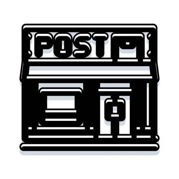Post office building delivering mail and postal service Stock Illustration
