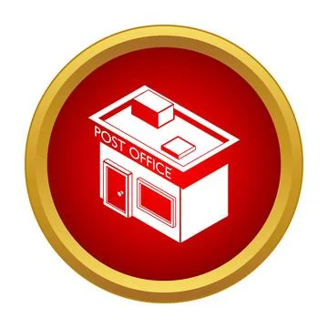 Post office building isometric icon delivering communication Illustration