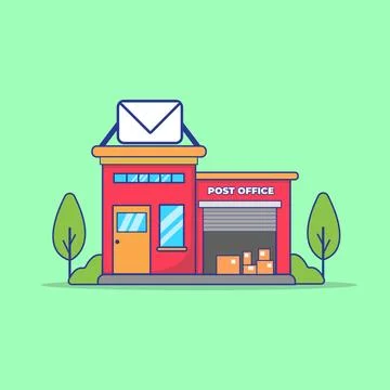 Post Office Building Vector Illustration. Illustration