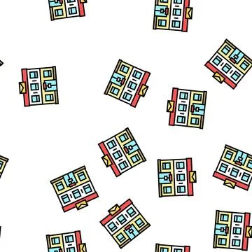 Post office building vector seamless pattern Illustration