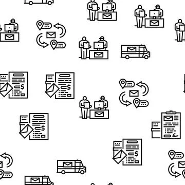 Post Office Delivery Service Vector Seamless Pattern Illustration