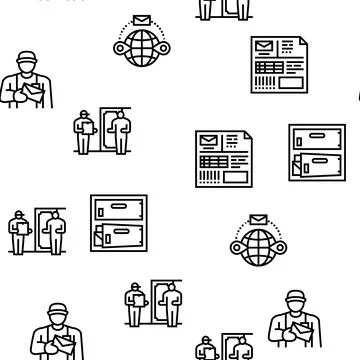 Post Office Delivery Service Vector Seamless Pattern Illustration