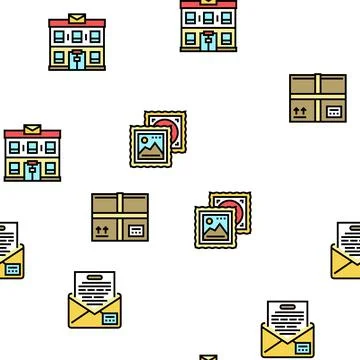 Post Office Delivery Service Vector Seamless Pattern Illustration