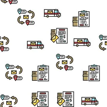 Post Office Delivery Service Vector Seamless Pattern Illustration