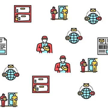 Post Office Delivery Service Vector Seamless Pattern Illustration