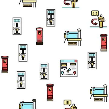 Post Office Delivery Service Vector Seamless Pattern Illustration