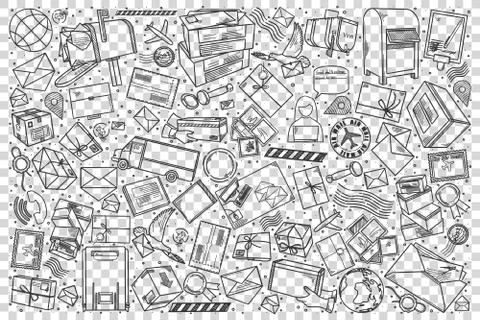 Post office doodle set Illustration