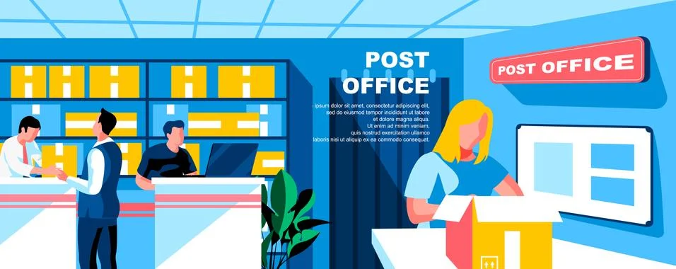 Post office flat vector landing page template. Illustration