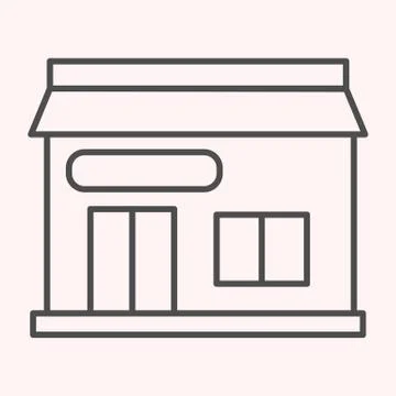 Post office house thin line icon. Public place postage building. Postal service Ilustración de archivo