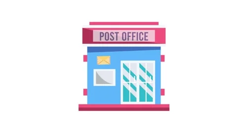Post office icon displaying a box alongside a sign, representing postal ser.. Stock Footage 332321917