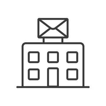 Post office, icon in line design. Post, office, mail, letter, stamp, delivery Stock Illustration