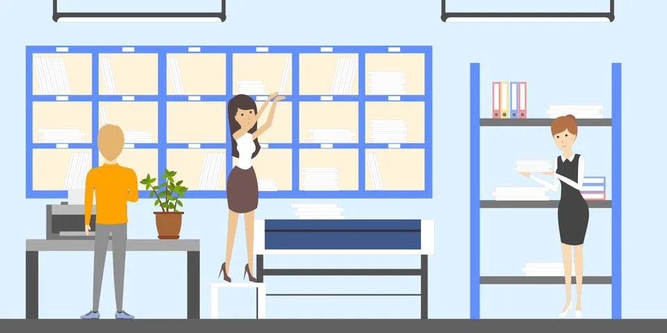 Post office interior. Illustration