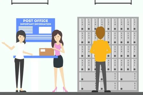 Post office interior. Illustration