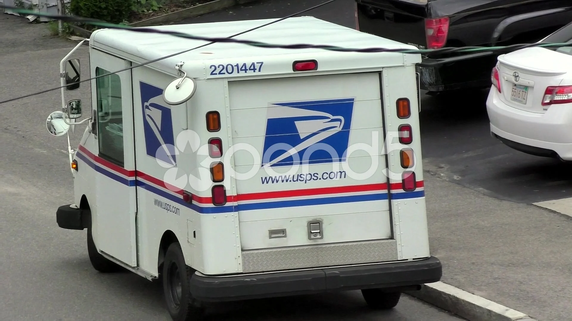 Post Office Mail Truck Drives Down Street Sound Footage 51679063