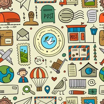 Post Office. Seamless Pattern for your design Illustration