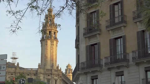 Post office tower in Barcelona Stock Footage 137578500