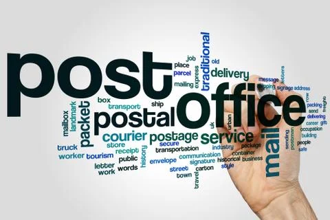 Post office word cloud concept Stock Illustration