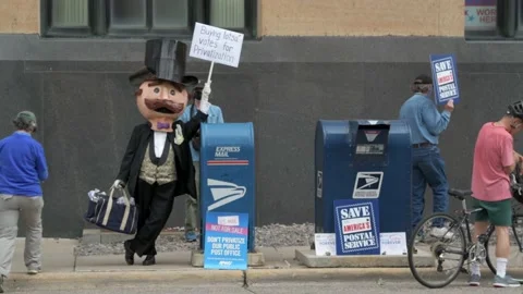 Post office workers rally to demand that congress act to save the postal service Video stock 139376807
