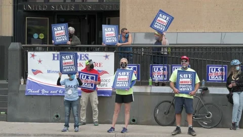 Post office workers rally to demand that congress act to save the postal service Video stock 139376880