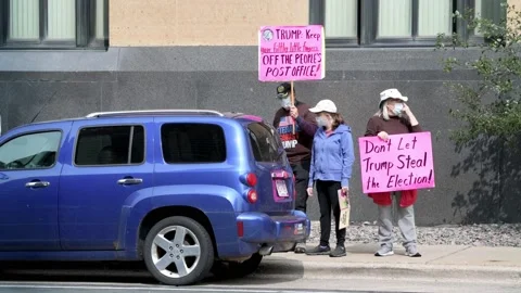 Post office workers rally to demand that congress act to save the postal service Video stock 139376901