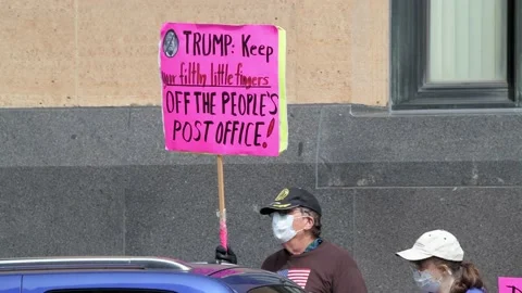 Post office workers rally to demand that congress act to save the postal service Video stock 139376964