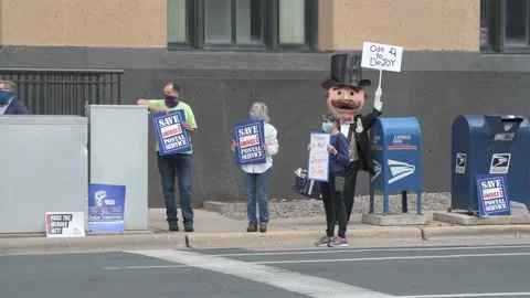 Post office workers rally to demand that congress act to save the postal service Video stock 139599531
