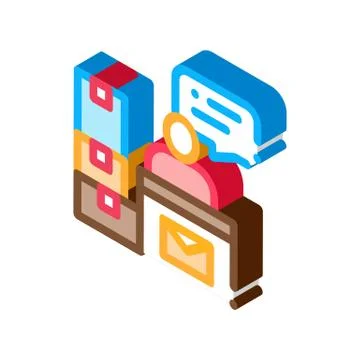 Post Office Workplace Postal Transportation Company isometric icon vector Illustration