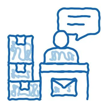 Post Office Workplace Postal Transportation Company doodle icon hand drawn il Illustration