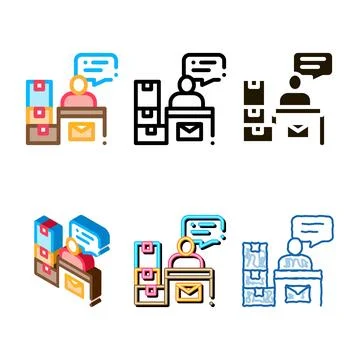 Post office workplace postal variations transportation company icon vector Illustration