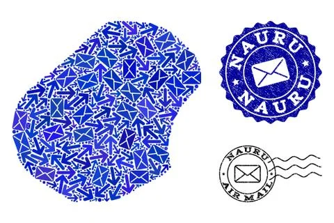 Post Pathways Composition of Mosaic Map of Nauru and Textured Seals 스톡 일러스트