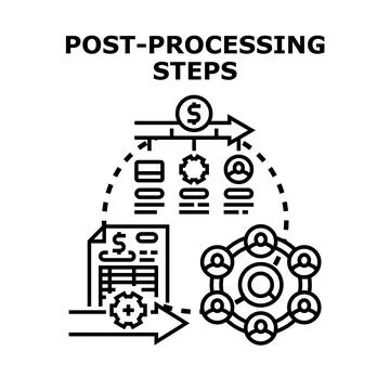 Post processing steps for business data analysis workflow Stockillustratie