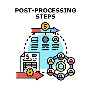 Post processing steps for business data analysis workflow Stock Illustration